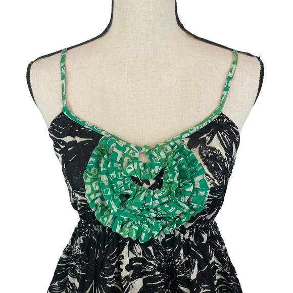 ANTHROPOLOGIE WE LOVE VERA BLACK FLORAL STAMP ART DRESS SUNDRESS SIZE 0 - Picture 3 of 11